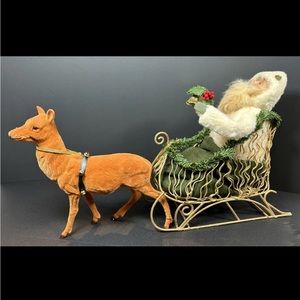 Byers Choice 2000 Santa in Gold Sleigh with Reindeer Retired